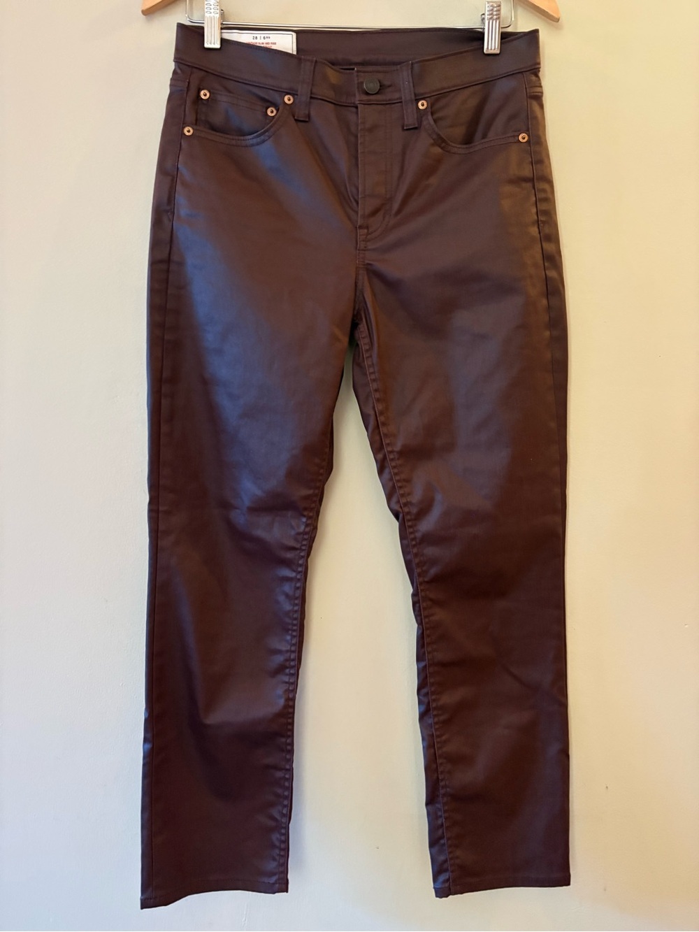 GAP Mid Rise Vintage Slim acrylic Coated stretchy Burgundy jeans Women’s Sz 28.